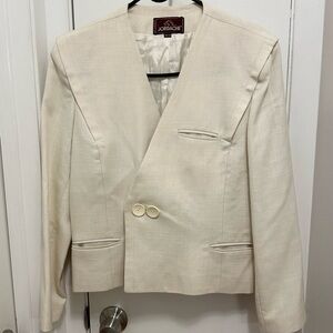 Vintage 80s Jordache Ivory Cream Fitted Blazer Jacket Women’s 12 buttons